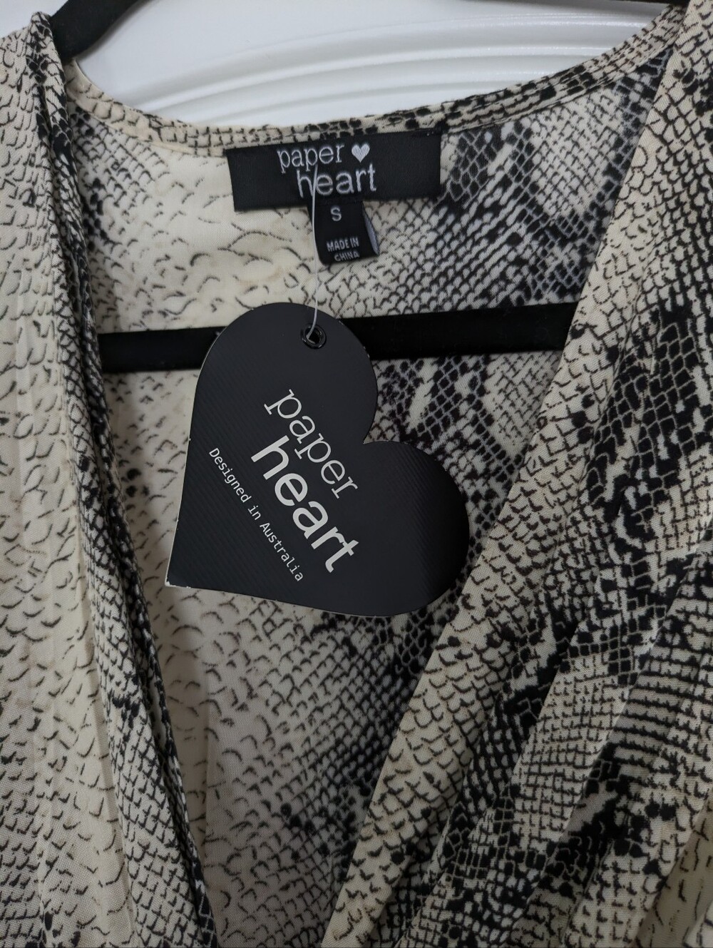 Paper Heart Snake Skin Print Wrap Dress Size S NWT - Picture 5 of 11